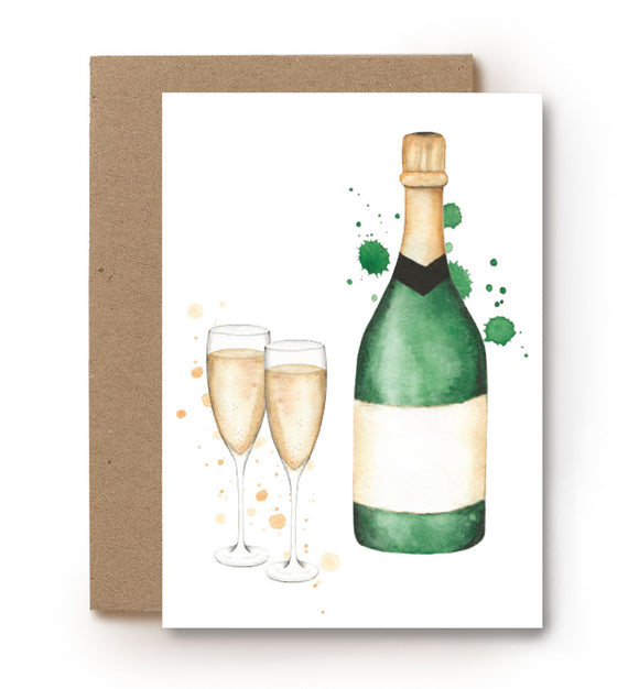 aquarel kaart champagne
