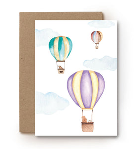 aquarel kaart luchtballon dieren