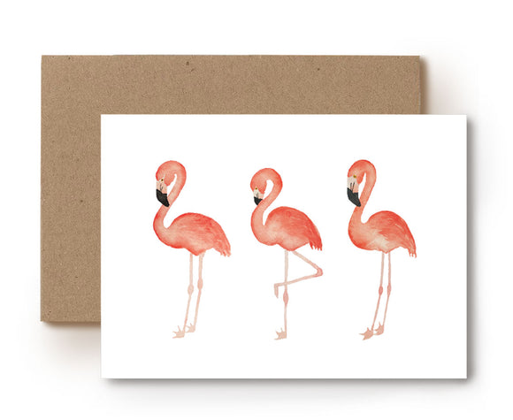 aquarel kaart flamingo