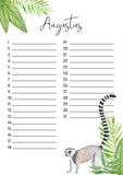 verjaardagskalender dieren jungle botanisch