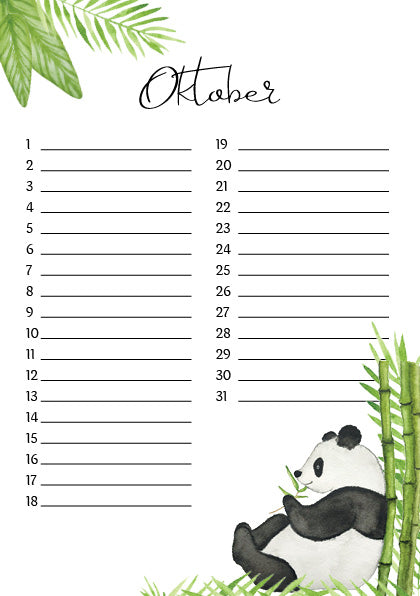 verjaardagskalender dieren jungle botanisch