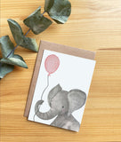 aquarel kaart olifant baby geboorte meisje