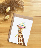 aquarel kaart giraf verjaardag