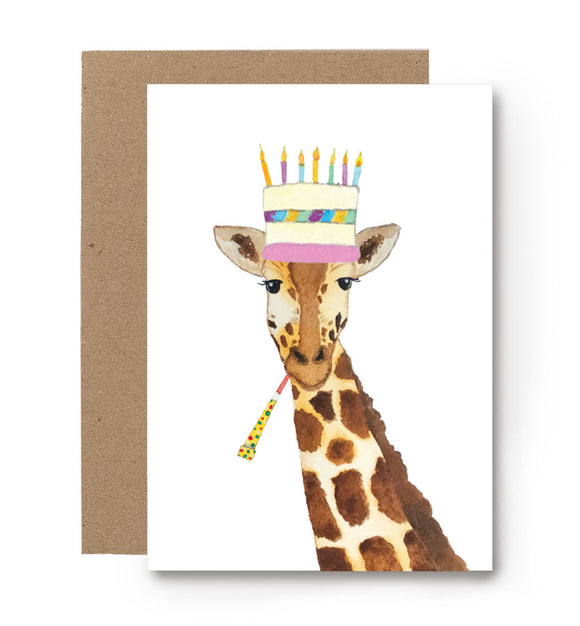 aquarel kaart giraf verjaardag
