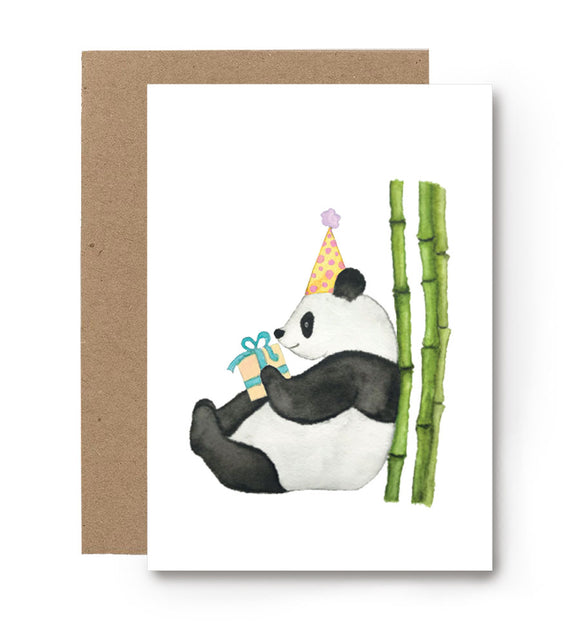 aquarel kaart panda verjaardag