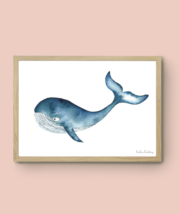 aquarel poster walvis baby kinderkamer